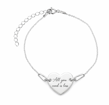 Bratari - Brățară Argint 925 cu Inimă Gravata – Mesaj Inspirational