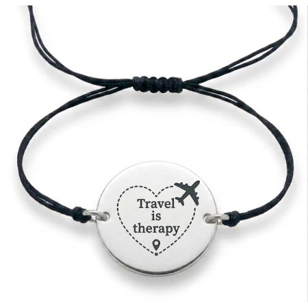 Bratari - Brățară argint 925 „Travel is therapy” – cadou perfect pentru pasionații de travel