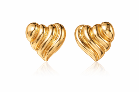 Cercei Aurii în Formă de Inimă „Velora Heart” – Design Elegant, Lucios, Statement [1]