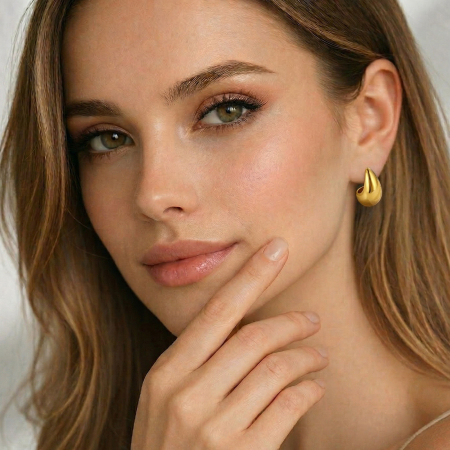 Cercei - Cercei Aurii Tip Lacrimă „Elora Drop” – Design Elegant, Minimalist, Stil Modern