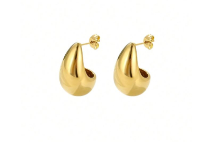 Cercei Aurii Tip Lacrimă „Elora Drop” – Design Elegant, Minimalist, Stil Modern [1]