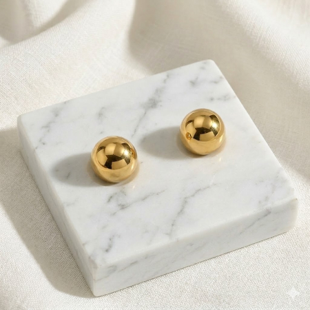 Cercei - Cercei Bilă Aurii Azura din Oțel Inoxidabil – Design Minimalist și Elegant