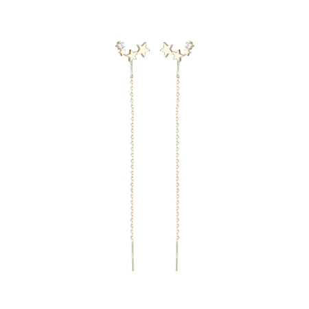 Cercei Lungi Argintii Luna cu Stele din Oțel Inoxidabil – Design Delicat și Elegant [1]