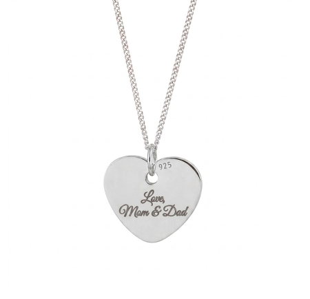 Coliere - Colier Argint 925 Inimă „Love Mom & Dad” – Cadou pentru Părinți