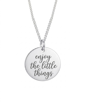 Coliere - Colier din argint cu pandantiv gravat Enjoy the Little Things