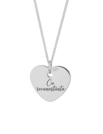 Coliere - Colier inimă din argint 925 „Cu recunoștință” – cadou elegant și simbolic
