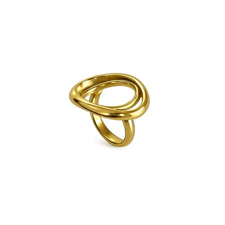 Inele - Inel Auriu Infinity Knot din Oțel Inoxidabil – Design Modern Tip Knot/Loop, Bijuterie Elegantă pentru Femei
