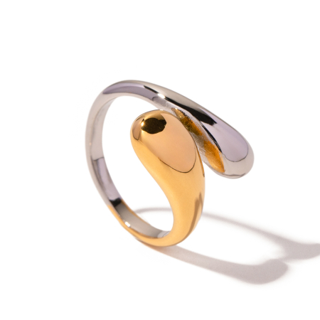 Inele - Inel reglabil bicolor auriu-argintiu tip wrap – design elegant modern