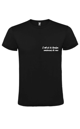 Cadouri Personalizate - Tricou alb/negru „C’est ok de tomber amoureux de moi” – bumbac premium, design french chic statement