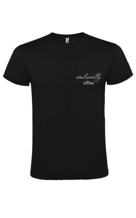 Tricou alb/negru „Emotionally offline” – bumbac premium, design minimalist aesthetic [1]