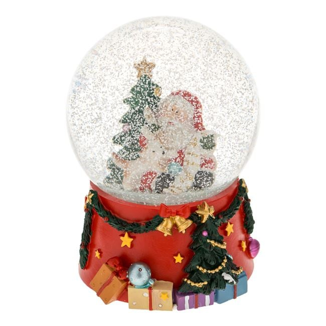 Glob de Zapada Muzical de Craciun cu Mos Craciun Brad Catel 14cm [2]