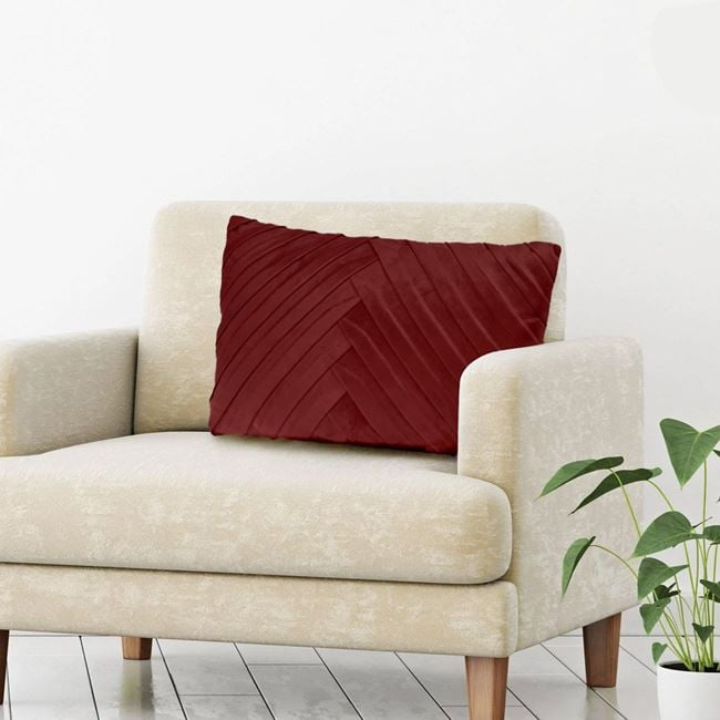 Perna Decorativa Bordo Velvet cu Dungi Reliefate pentru Canapea 50x30cm [2]