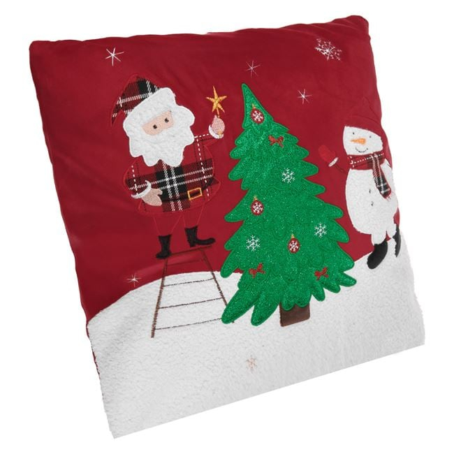 Fata de Perna Decorativa de Craciun Rosie cu Model 45x45cm [3]