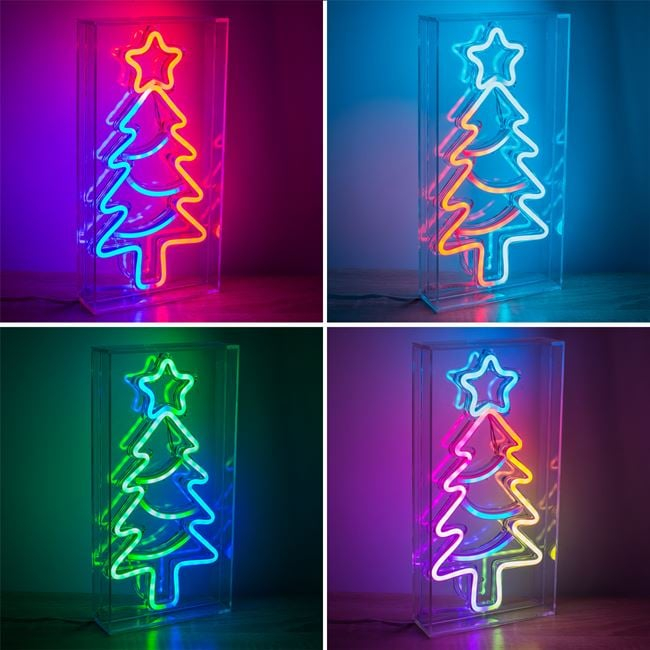 Brad de Craciun cu LED Neon & Telecomanda 15x30cm - Multicolor [3]