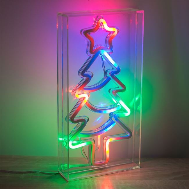 Brad de Craciun cu LED Neon & Telecomanda 15x30cm - Multicolor [2]