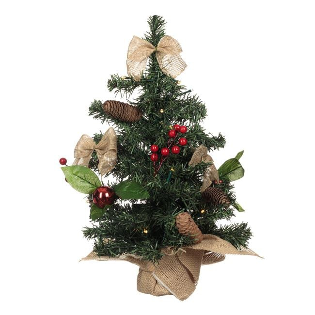 Brad de Craciun Decorativ de Masa cu 20 de LED-uri Conuri cu Baterii & Suport - 50cm [2]