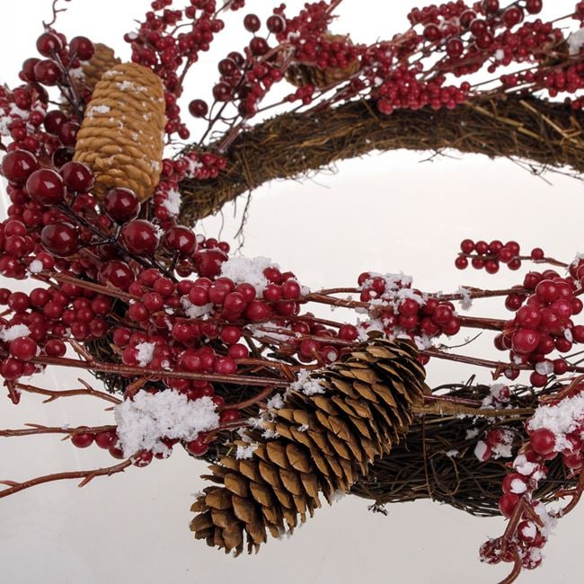 Coronita Decorativa de Craciun cu Pomusoare Ninse Conuri Ramuri Ø60m [2]