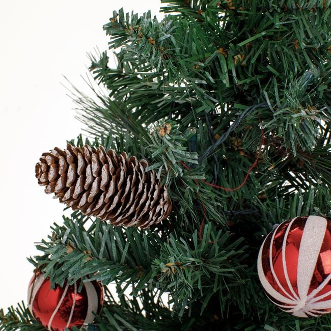 Decoratiune de Craciun Brad cu Baza in Carouri & 20 de becuri LED - 50cm [2]