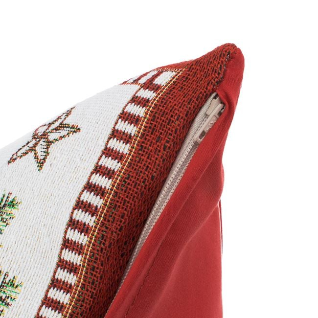 Fată de Pernă Decorativă de Crăciun cu Model Brodat Brad Împodobit 40x40cm [3]