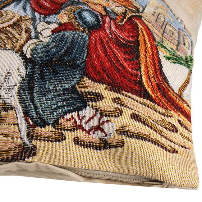 Fata de Perna Decorativa de Craciun cu Model Nașterea Domnului & Lurex Auriu 40x40cm [3]