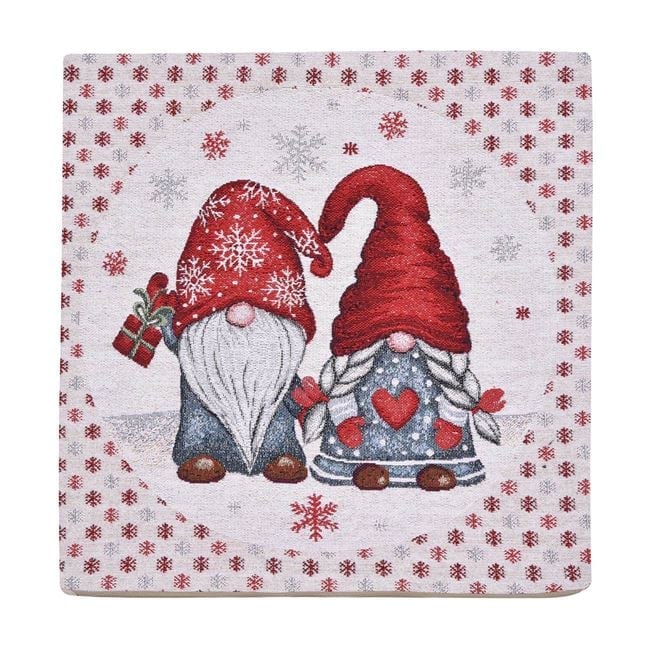 Fată de Pernă Decorativă de Crăciun Gnome cu Lurex Argintiu 40x40cm [2]