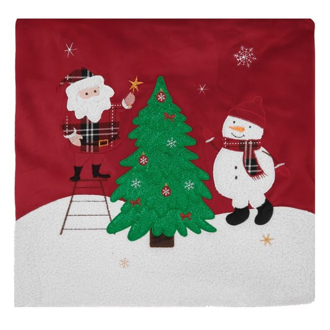 Față de Pernă Decorativă de Crăciun Roșie cu Model, 45x45 cm [3]