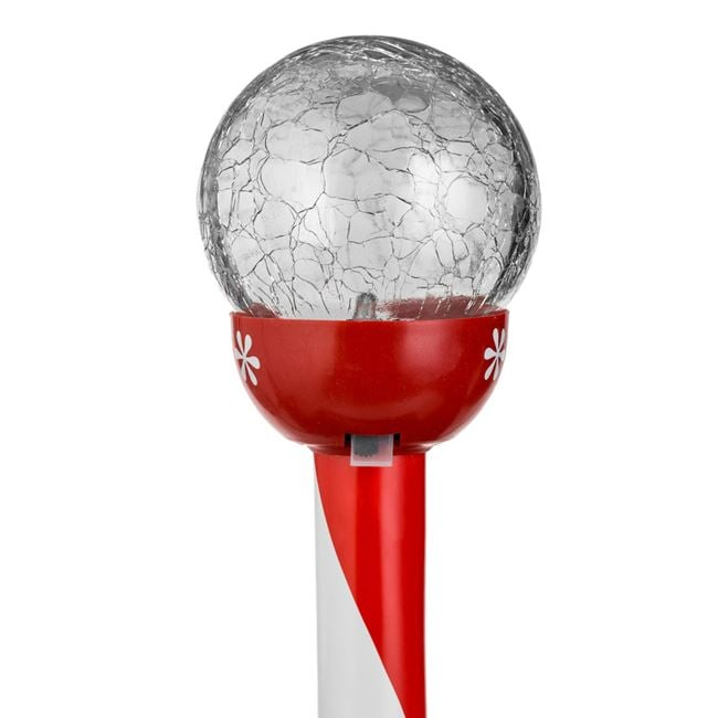 Felinar Solar Stick de Craciun Glob Transparent Alb Rosu cu Model 39cm [3]