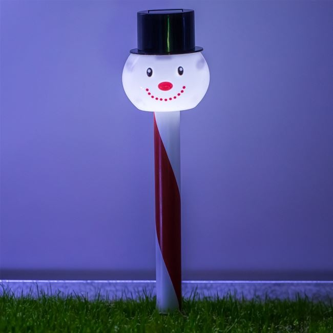 Felinar Solar Stick de Craciun Om de Zapada / Mos Craciun Rosu Alb 36cm [2]