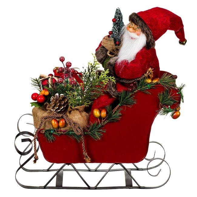Figura Decorativa Mos Craciun cu Sanie 40cm [2]