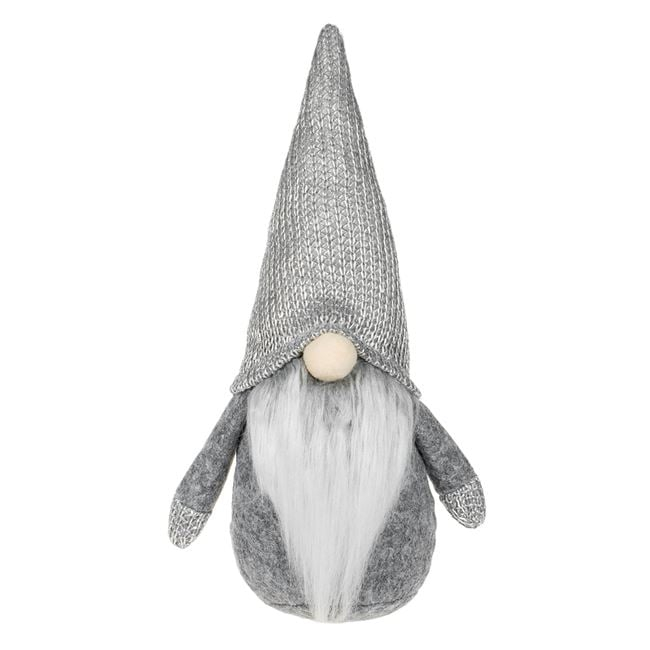 Figurina Decorativa de Craciun Gnome Gri Alb Rosu Roz Lurex Argintiu 28cm [4]