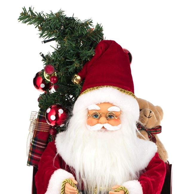 Figurina Decorativa de Craciun Sanie cu Mos Craciun Muzica & LED 45cm [5]