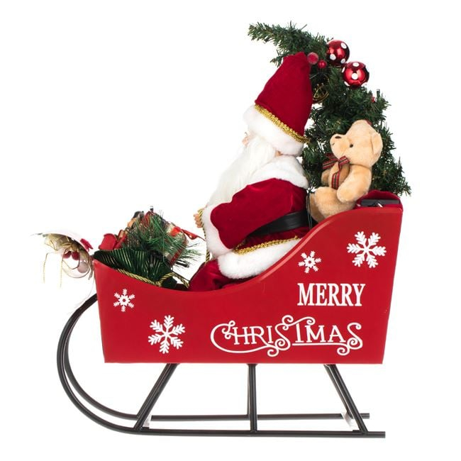 Figurina Decorativa de Craciun Sanie cu Mos Craciun Muzica & LED 45cm [4]
