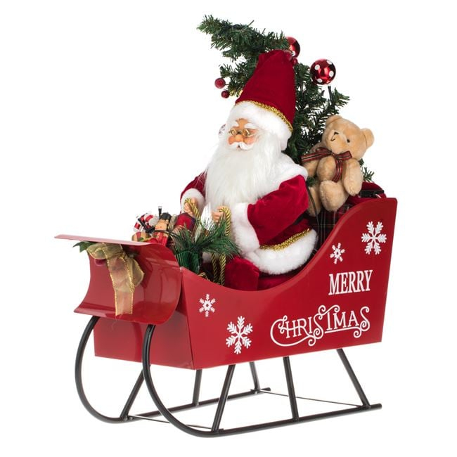 Figurina Decorativa de Craciun Sanie cu Mos Craciun Muzica & LED 45cm [3]