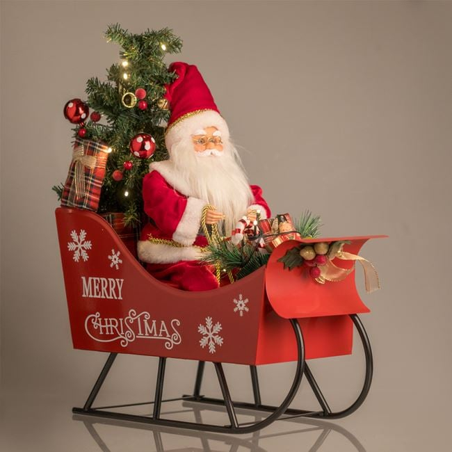 Figurina Decorativa de Craciun Sanie cu Mos Craciun Muzica & LED 45cm [2]