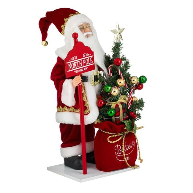 Figurina Decorativa Mos Craciun cu Sac Tablita & LED 50cm [3]