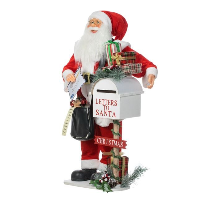 Figurina Decorativa Mos Craciun Postas cu Lumina & Muzica 100cm [3]