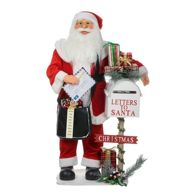 Figurina Decorativa Mos Craciun Postas cu Lumina & Muzica 100cm [2]