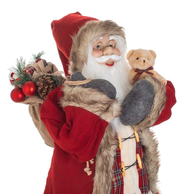 Figurina Mos Craciun cu Sac & Ursulet 120cm [4]