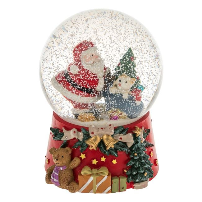 Glob de Zapada Decorativ Muzical de Craciun Mos Craciun Sac cu Cadou 14cm [2]