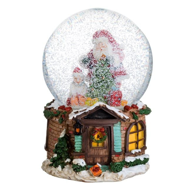 Glob de Zapada Muzical de Craciun Casa Mos Craciun Copil 15cm [2]
