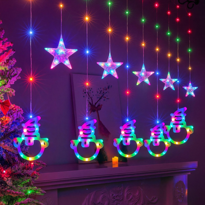 Instalație de Crăciun 10m Perdea LED Multicolor, Fir Transparent, Conectabilă, Interior/Exterior [1]