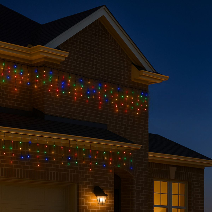 Instalație de Crăciun 25m Turtur Tip Franjuri cu 450 LED-uri multicolor, Interconectabilă, Flash, Exterior [3]