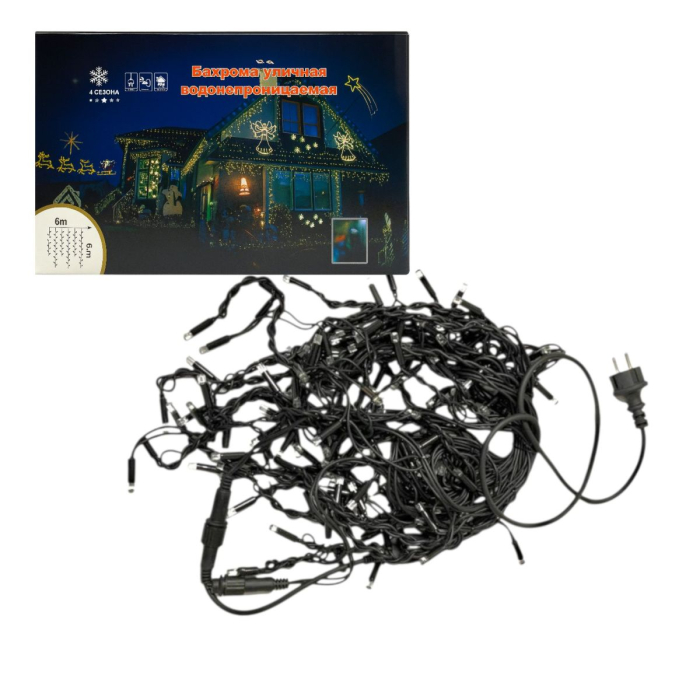 Instalație de Crăciun 25m Turtur Tip Franjuri cu 450 LED-uri multicolor, Interconectabilă, Flash, Exterior [4]