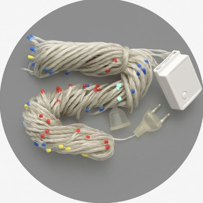 Instalație de Crăciun 4x3m Model Perdea cu 378 LED-uri Multicolore, Fir Transparent, Interconectabilă, pentru Interior și Exterior [4]