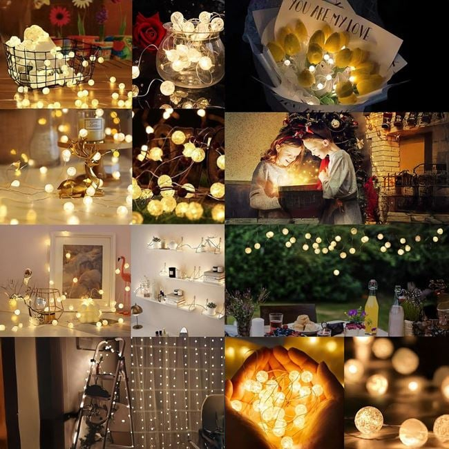 Instalatie de Lumini cu 100 de Becuri LED Rotunde Extensibila de Interior & Exterior 4.95m - Alba Calda [2]