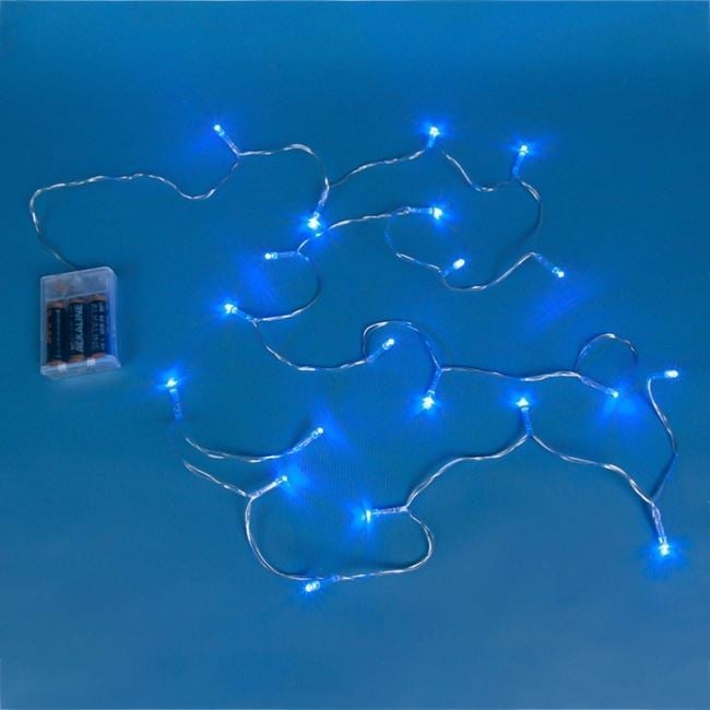 Instalatie de Lumini cu 20 Becuri LED cu Baterii 2.20m - Albastra [2]