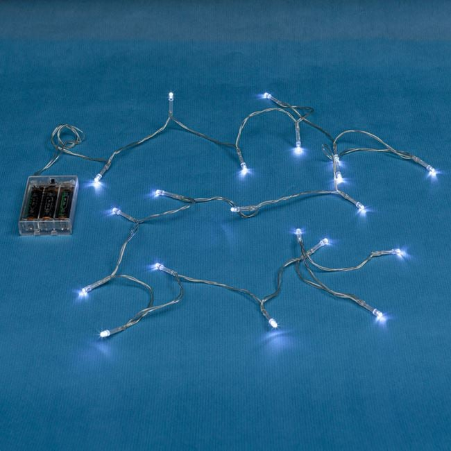 Instalatie de Lumini cu 20 Becuri LED cu Baterii si Program 2.20m - Alb Rece [2]