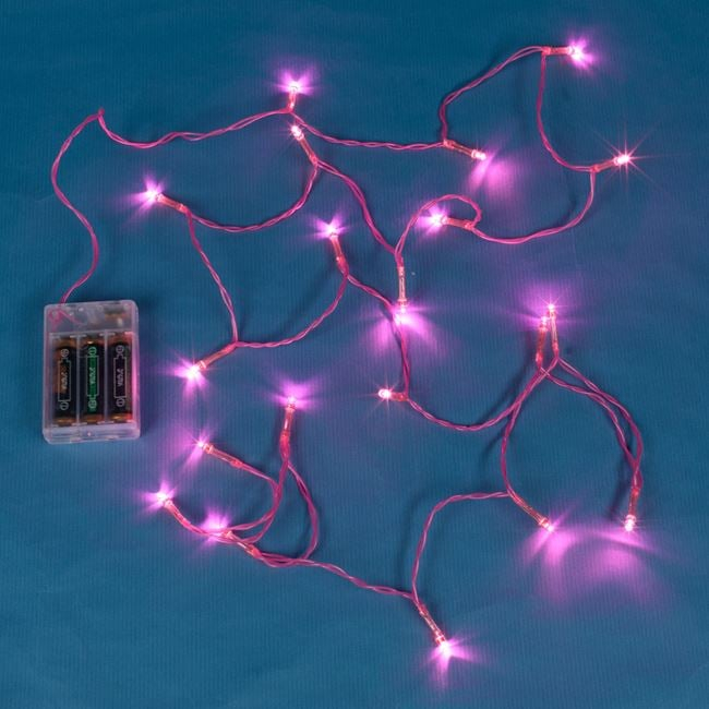 Instalatie de Lumini cu 20 Becuri LED Fucsia cu Baterii 2.2m - Roz [2]