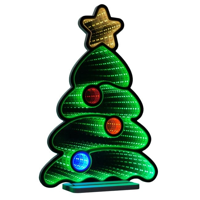 Lampa Oglinda Decorativa de Craciun Brad cu Efect Infinit & LED 27x8x39cm [2]