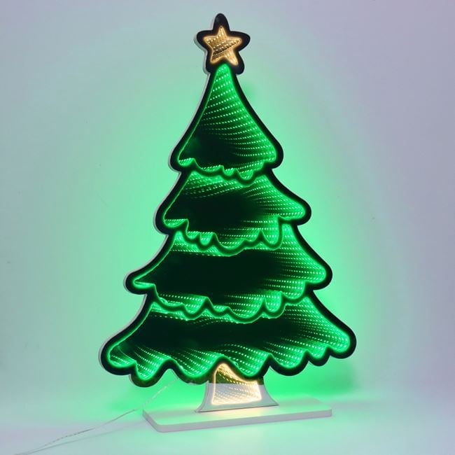 Lampa Oglinda Decorativa de Craciun Brad cu Efect Infinit & LED 39x10x59cm [2]